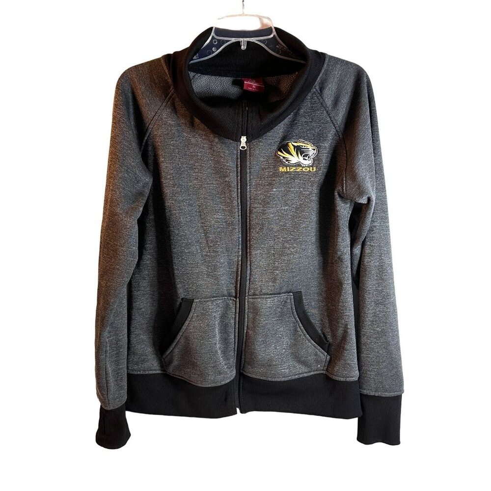 Mizzou Missouri Tigers Women Zip Up Jacket Embroidered Logo Heather Gray Size XL